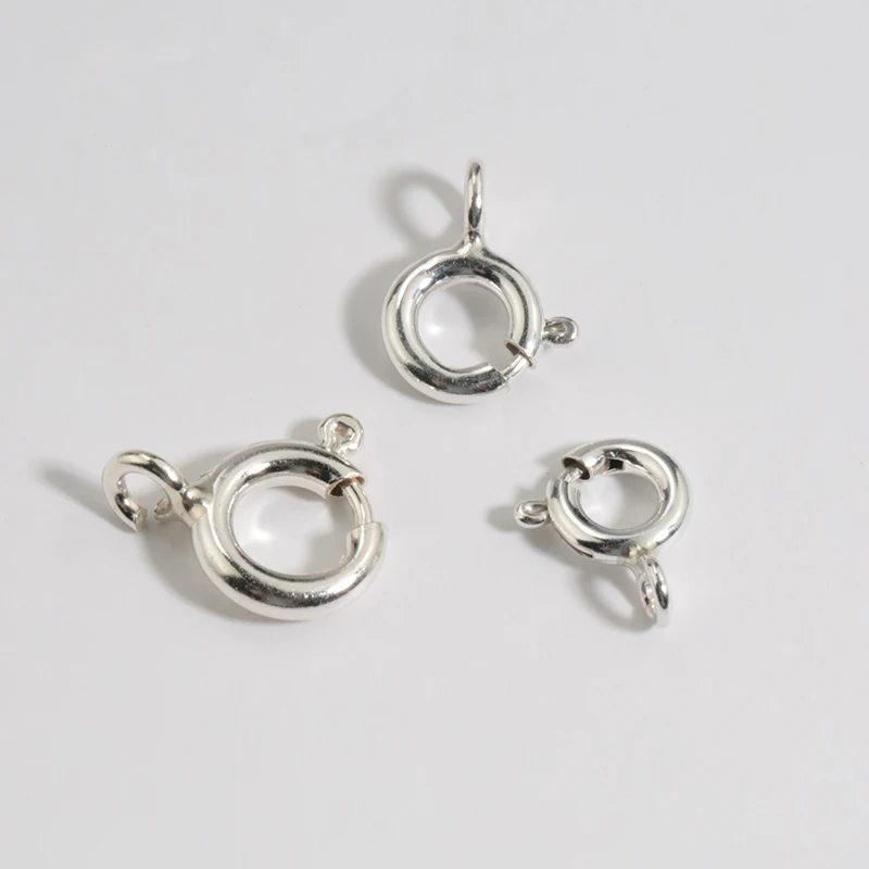 Best Quality 6-8mm Silver Spring Ring Clasps Hooks 925 Sterling Silver Connection Buckle For Necklace Bracelet Jewelry DIY