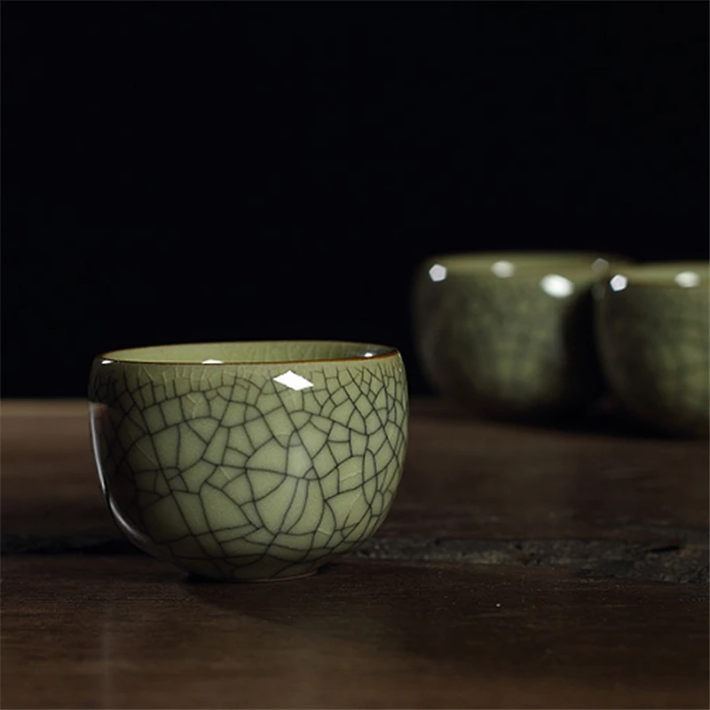 

85ml one tea cup longquan celadon marked cup of tea Chinese porcelain crackle glaze brother kiln geyao diyao tea cups on sales