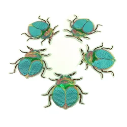 5pc Beetle Sequin Embroidery Patch Bee Embroidered Applique Beaded Patches For Clothing Appliques Parches Bordados Ropa AC1418