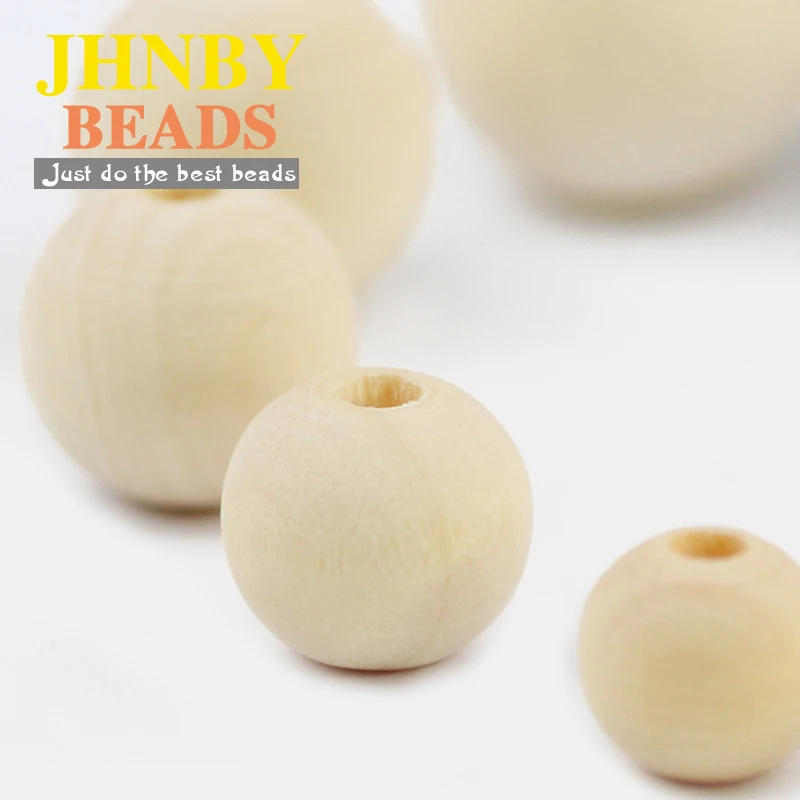 JHNBY Handmade Wooden Beads 5~30MM Natural wood Eco-Friendly Round Loose beads for Jewelry bracelet making DIY Accessories Toys