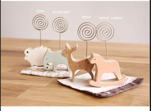 hot sell 100pcs/lot Wedding favors New Cute Animal Wooden Place card holder