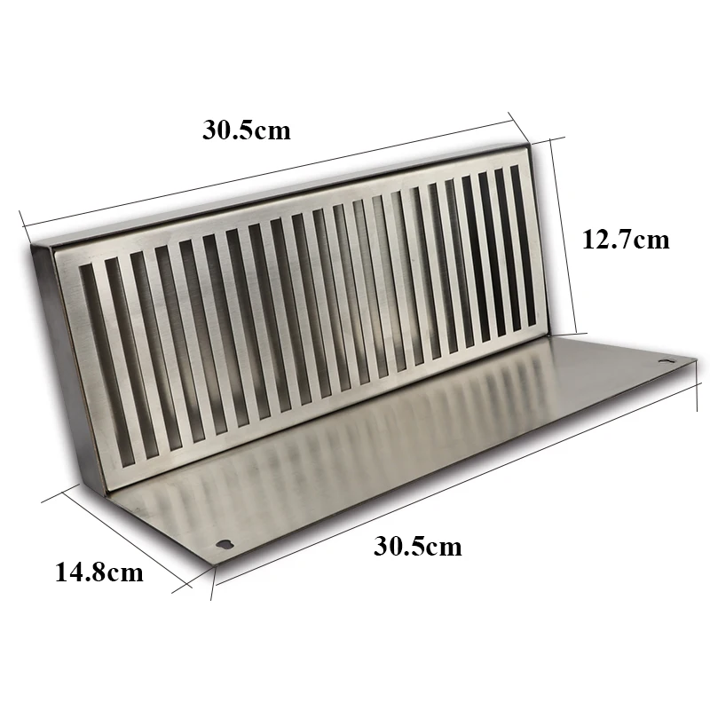 Draft Beer Wall Mount Drip Tray - 304 Stainless Steel - No Drain New for Kegerator Draft Tower Beer Keg