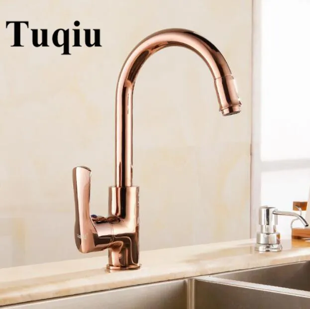 

New Arrivals Rose Gold Brass Kitchen Faucets Swivel Kitchen Tap Faucets Single Hand Hot Cold Wash Basin Mixer Water Tap