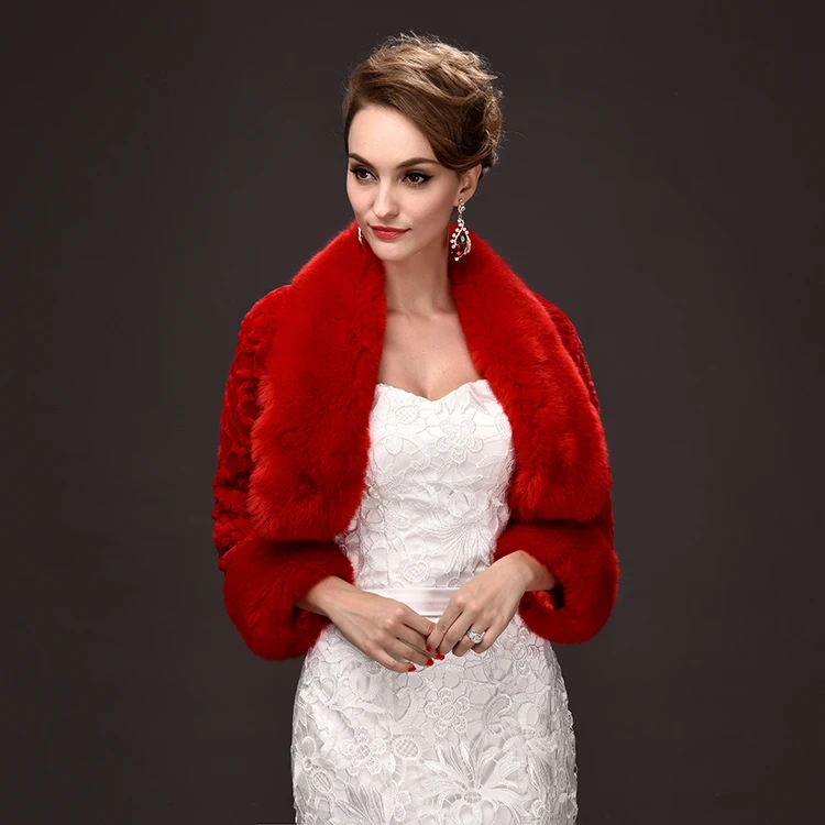 Elegant  Hot Sell Winter Bridal  Wraps Faux Fur Wedding Cloaks Bolero Winter Wraps Coat  Bridal Wedding Jacket 2018 EE7717