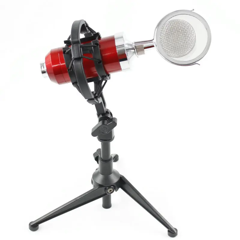 ميكروفون مكثف للتسجيل السلكي BM8000 مع قابس 3.5 ملم للصدمات للكمبيوتر + فلتر البوب + حامل سطح المكتب