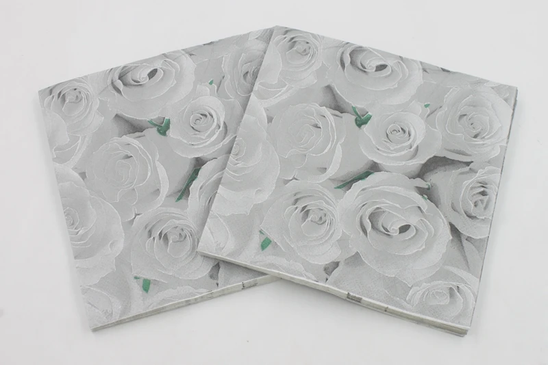 [RainLoong] Purple Rose Paper Napkins Mum Flower Festive & Party Tissue Napkins Decoupage Decoration 33*33cm 1 pack