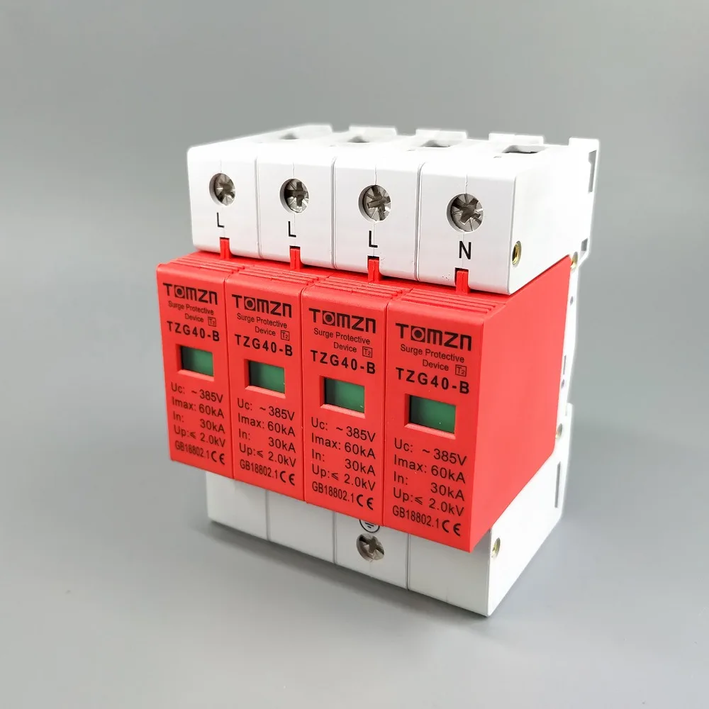 AC SPD 3P+N 30KA~60KA B ~385V  House Surge Protector Protective Low-voltage  Arrester Device