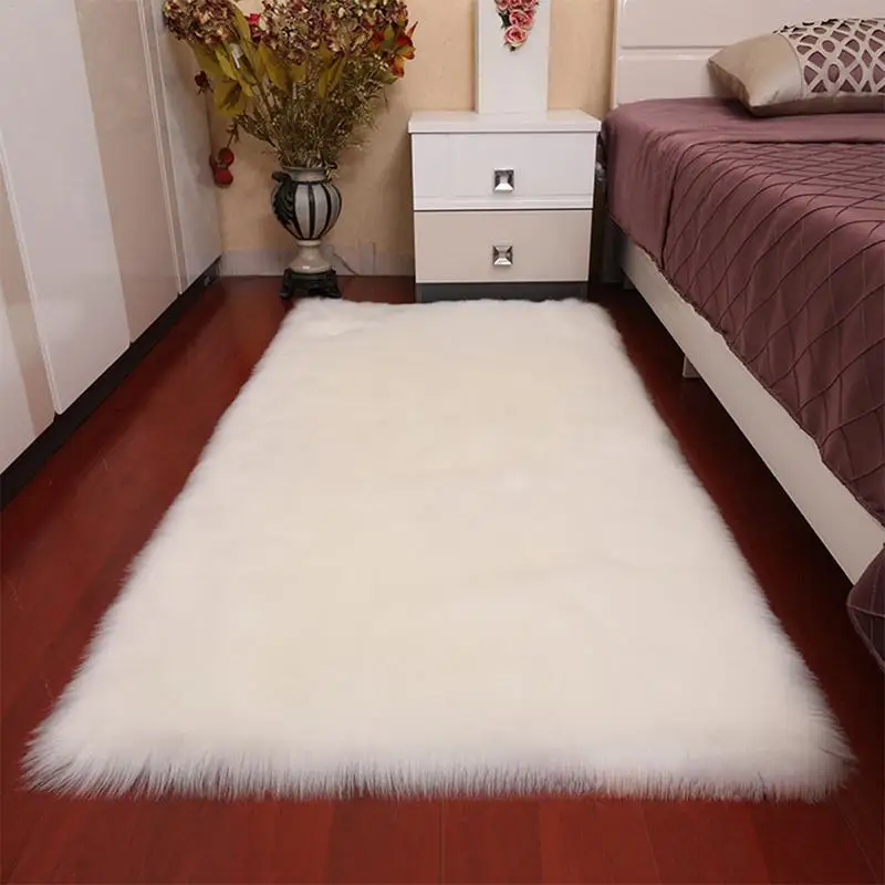 Woolen Carpet Nursery Rugs Bedside Room Bedroom Imitation Wool Area Rug Floating Window Long Hair Mat Living Room Window Cushion