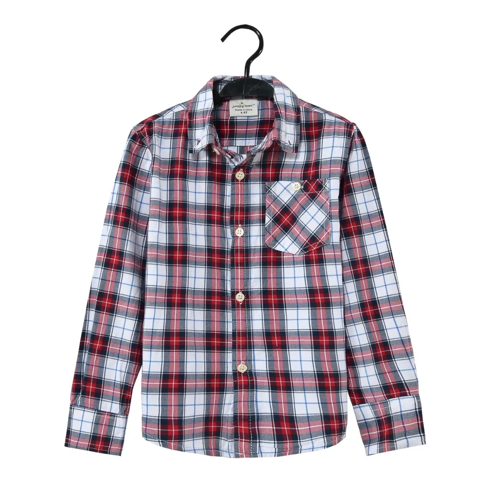 2019 Boys Shirt Grid Classic Children Shirts Cotton Plaid Long Sleeve Blouse Fashion Checked Tee Shirt Kid Boys Clothes Tops