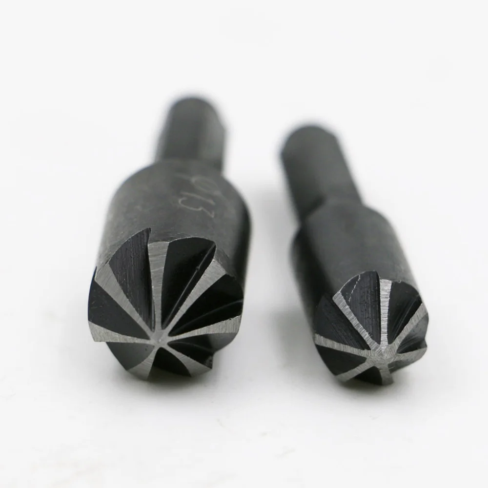 2 Pieces Seven-edged Chamfer Cutter Hole Drill Bits Woodworking Holes Drilling Positioning Chamfered Knife Edge Grinder