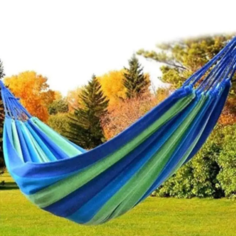 Portable Hammock Outdoor Garden Hammock Garden Sports Bed Travel Camping Swing Sleeping Stripe Hang Bed Hammock 190 x 80 cm