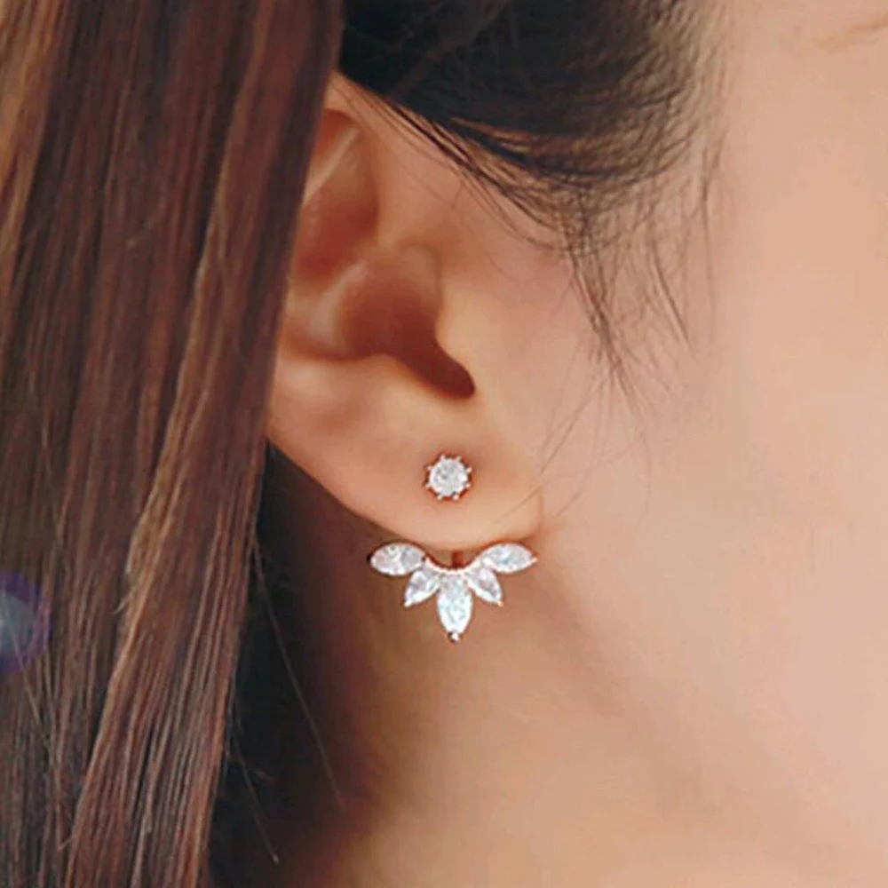 Korean Jewelry Zircon Pearl Heart Crystal Flower Angel Wings Geometry Stud Earrings For Women Statement Ear Jewelry Wholesale