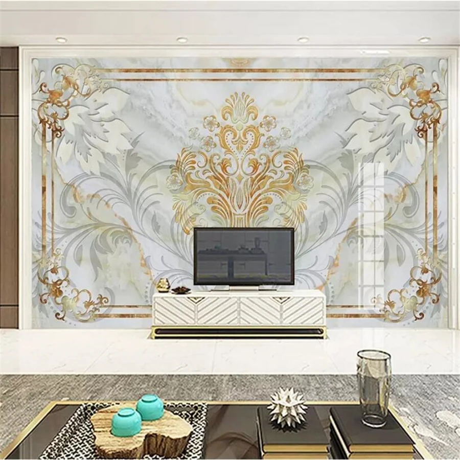 

wellyu Custom Wallpaper 3d Photo Murals European Style Mosaic Marble Background Wall paper papel de parede 3d wallpaper mural