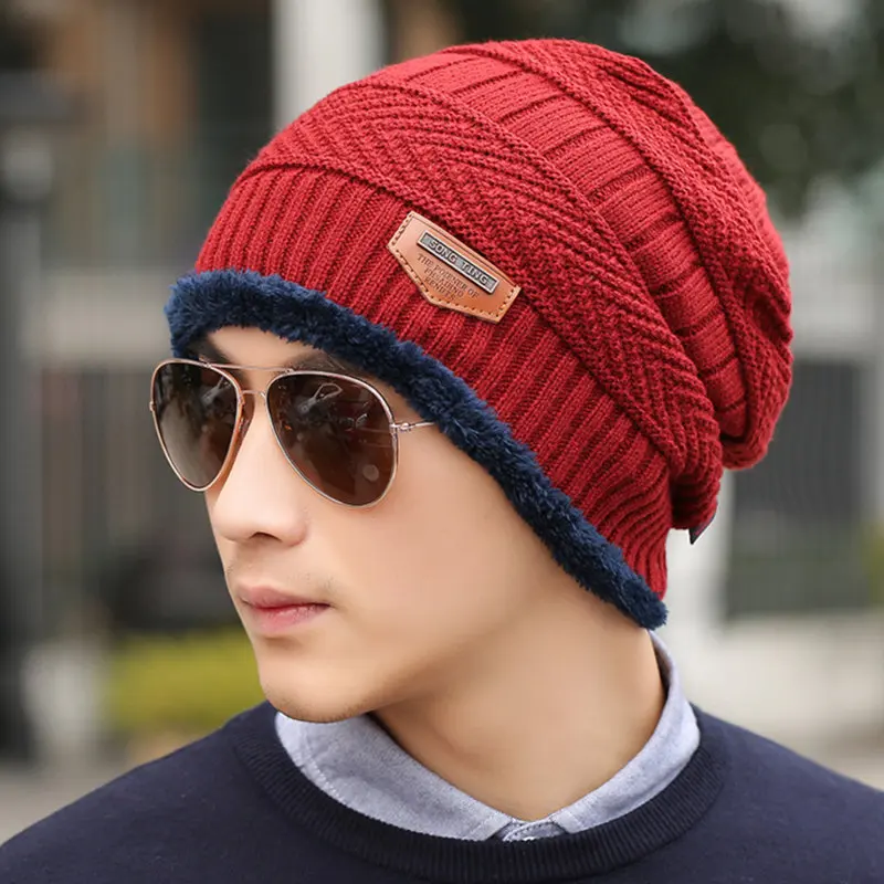 High Quality Add Wool Cotton Warm Winter Hat Knit Cap Winter Hats For Men Women Knitted Hat Fur Beanies Knit Hat Skullies