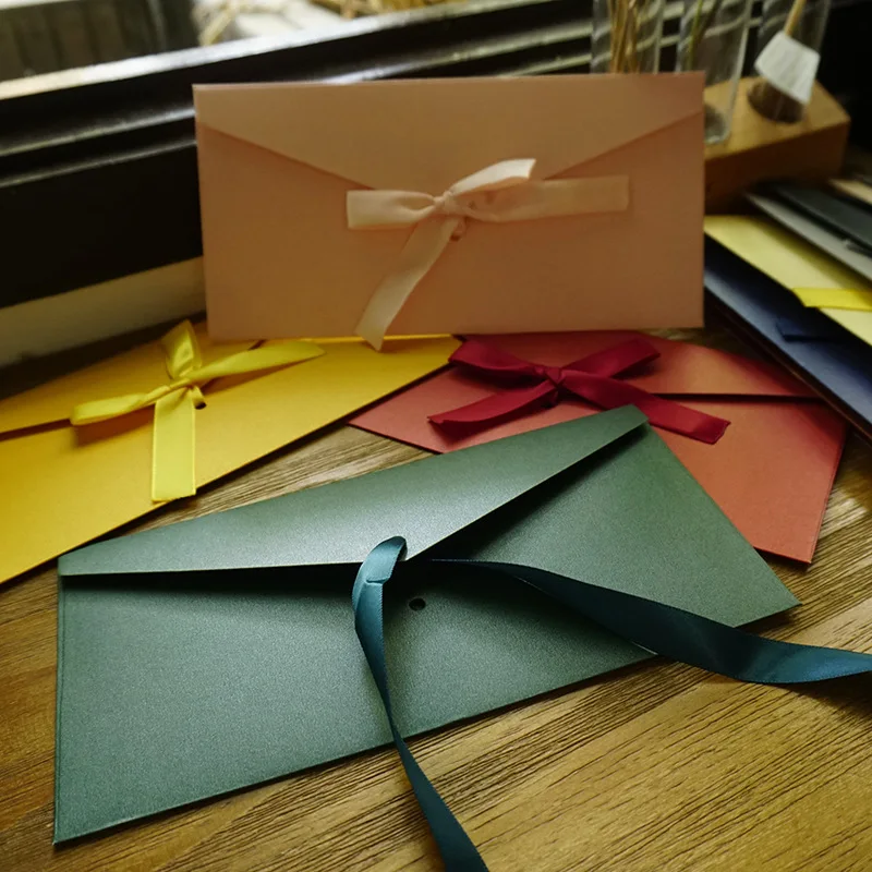 10pcs/set Vintage Ribbon Kraft Blank Paper Envelopes Wedding Invitation Envelope /Gift Envelope/12 Colors Drop Shipping