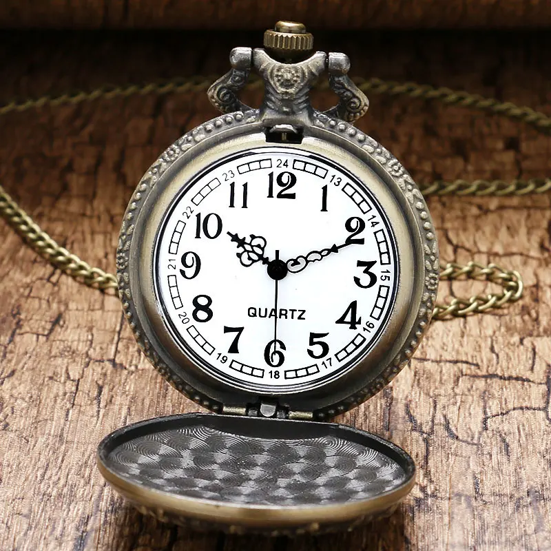 Bronze Golf Man Casual Necklace Vintage Retro Quartz Poket Watch Pendant Necklace Friend Father Watches Gifts with Long Chain