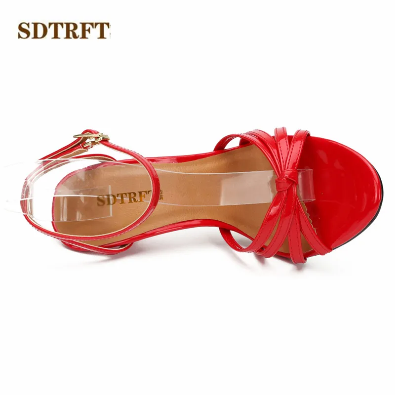 SDTRFT Plus Size:45 46 47 48 Women Party Sandals Summer 13cm Thin High Heels Mujer Crossdresser NUDE Shoes Peep Toe Buckle Pumps