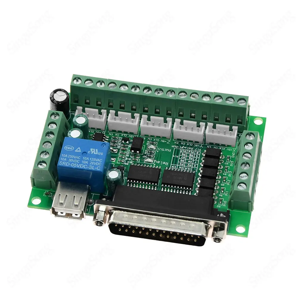 MACH3 Engraving machine 5 Axis CNC Breakout Board With Optical Coupler For 42/57 Stepper Motor driver TB6600 DM542 DM556 DM860H