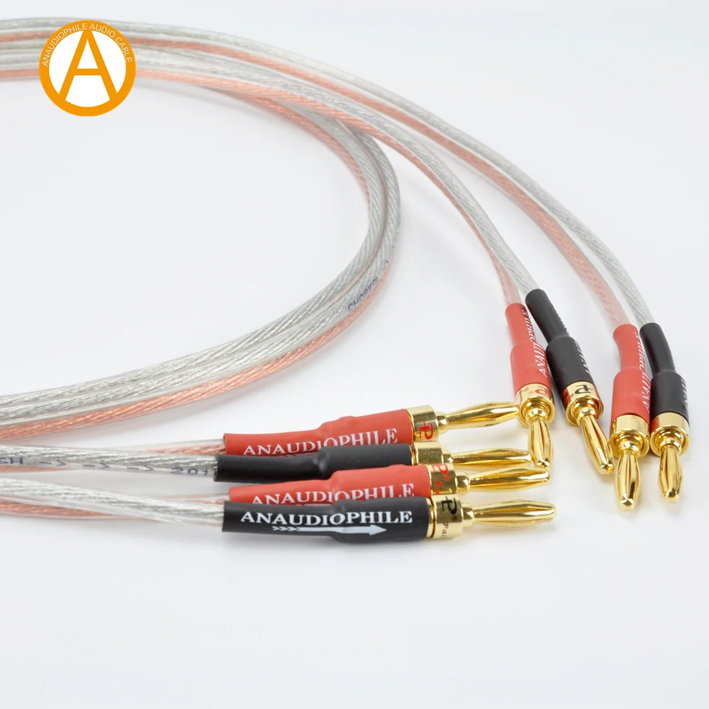 ANAUDIOPHILE 4N OFC Speaker Audio Cable Oxygen Free Copper Speaker Cable Gold Plated Banana Plugs,Selectable Length