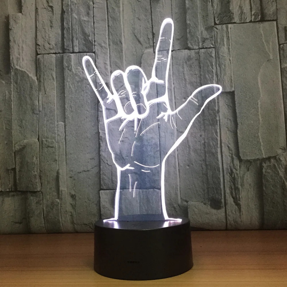 3D Optical Illusion I Love You Sign Language LED Hologram Night Light USB Operated Romantic Valentine\' Day Party Decoration