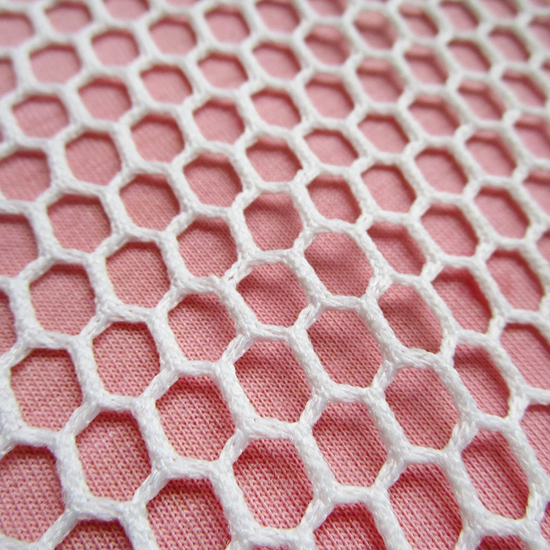 Classic Hexagon Net Fabric Polyester Knitted, White Mesh Fabric, French Sport Clothes Apparel, Casual Patchwork Shirt, Sewing Cl