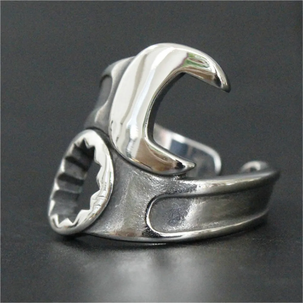 5pcs/lot  Spanner Biker Ring 316L Stainless Steel Jewelry Fashion New Biker Style Ring