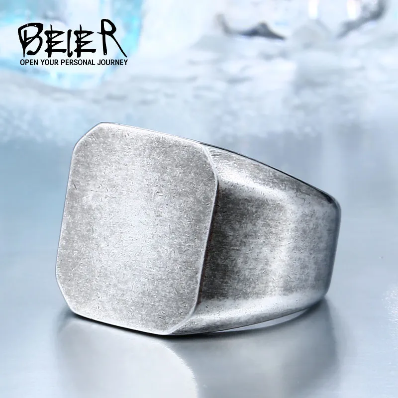 BEIER old style Fashion Man\'s 316L Stainless Steel Biker Unique Ring Antique Simple Jewelry for man women BR8-453