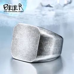 BEIER old style Fashion Man's 316L Stainless Steel Biker Unique Ring Antique Simple Jewelry for man women BR8-453