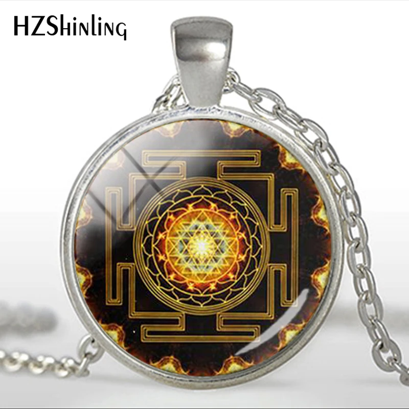 Fashion Chakra Spiritual Buddhist Sri Yantra Pendant Necklace Sacred Geometry Sri Yantra Jewelry Meditation Necklace HZ1