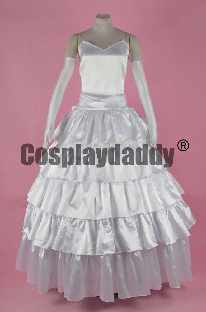 

Date A Live Worst Spirit Kurumi Tokisaki White Ball Gown Dresses Cosplay Costume F006