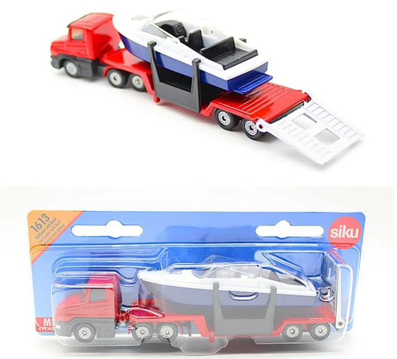 1:87 alloy construction vehicles, high simulation flatbed plus yacht, SIKU-U1613 model, free shipping