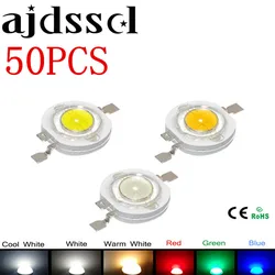 50Pcs/lot Real CREE 1W 3W High Power LED Lamp Beads 2.2V-3.6V SMD Chip LED Diodes Bulb White / Warm White / Red / Green / Blue