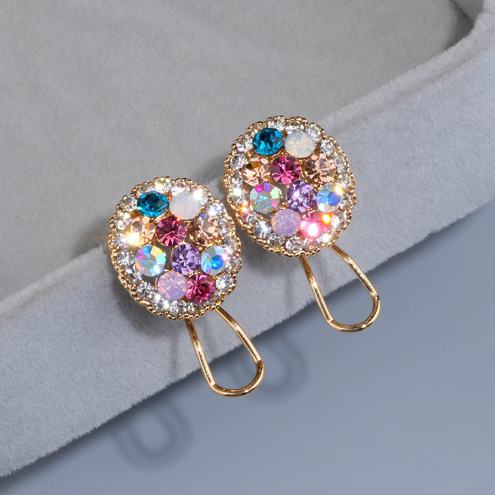 2023 New Design Charm Multicolor Rhinestone Stud Earrings for Women Cute Trendy Crystal Earrings Jewelry Brinco Girls Gift WX086