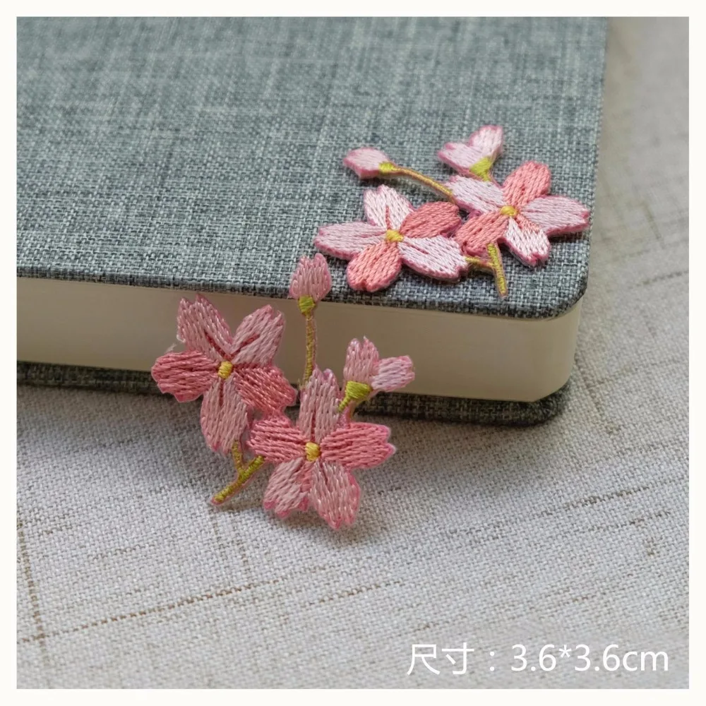 High Quality AHYONNIEX Cherry Blossoms Flower Patch Iron On Patches for Baby Clothing Shoes Bags DIY Accessories