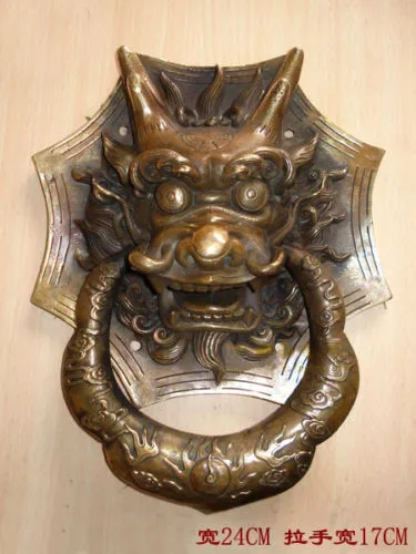 

Copper Brass CHINESE crafts decoration NICE Chinese Bronze Dragon Head Door Knocker 10"