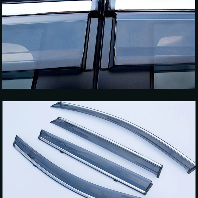 

ABAIWAI Auto Exterior Accessories PC+Stainless Steel Car Visor Shades Awnings For Peugeot 301 308 408 508 4PCS Window Stickers