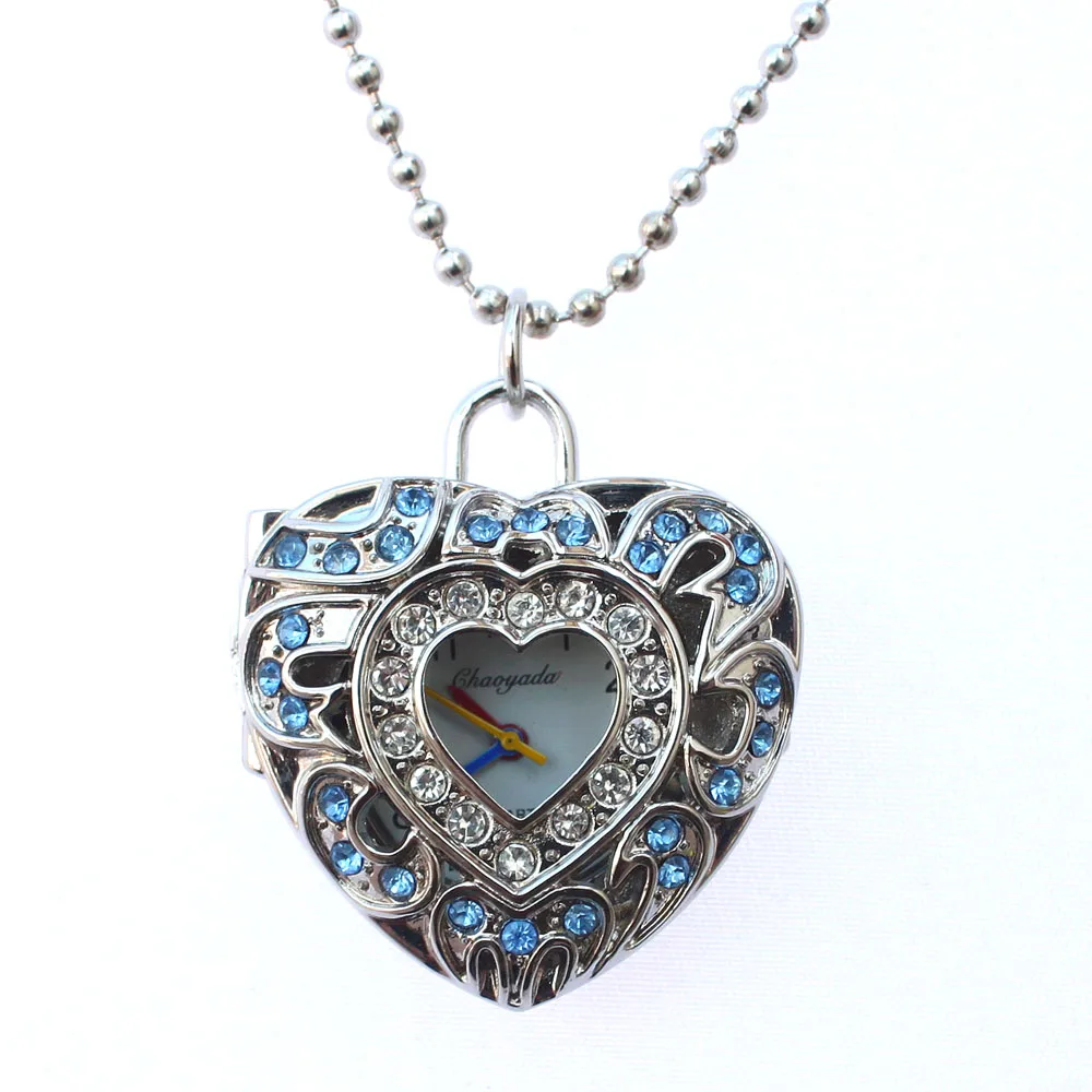 Новое поступление, модная подвеска в форме сердца, карманное ожерелье, часы для женщин, девушек, мужчин, подарок унисекс GL18 с подарочным мешком