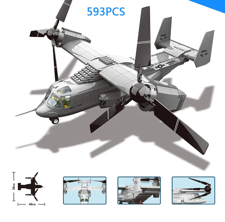 Modern military weapons WZ10 helicopter scale J15 J20 fighter building block ww2 air force figure Osprey airplane toy collection