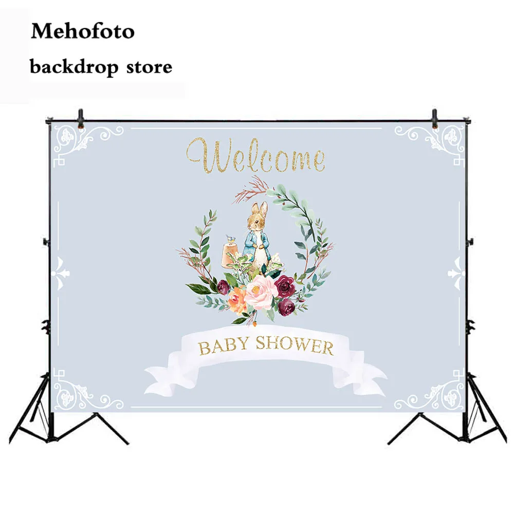 

Newborn Baby Shower Photography Backdrops Gray Backgrounds Rabbit Photo Backdrop Studio for Photography Vinyl Cloth 767