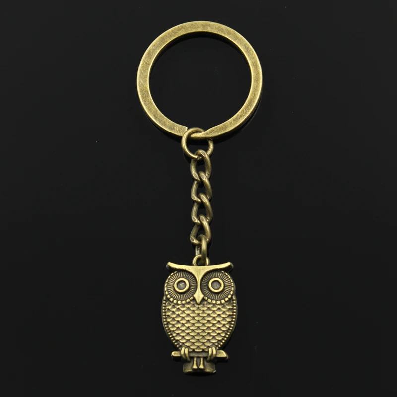 New Fashion Keychain 28x18mm Owl Standing Branch Pendants DIY Men Jewelry Car Key Chain Ring Holder Souvenir For Gift