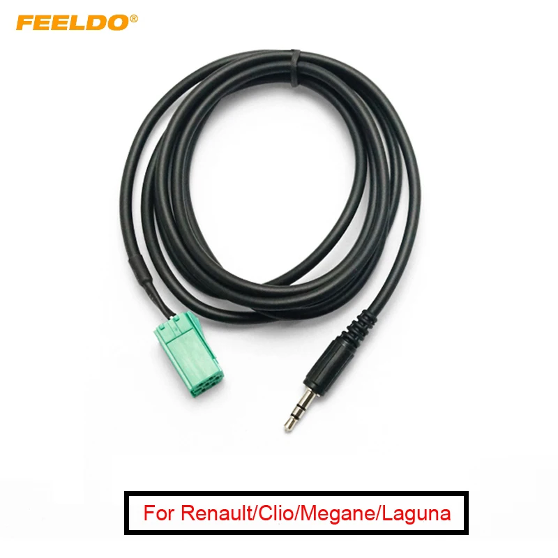 FEELDO 1Pc Car Aux-In Input 3.5mm Adapter For Renault/Clio/Megane/Laguna MP3/iPod/iPhone Interface Cable #AM2779