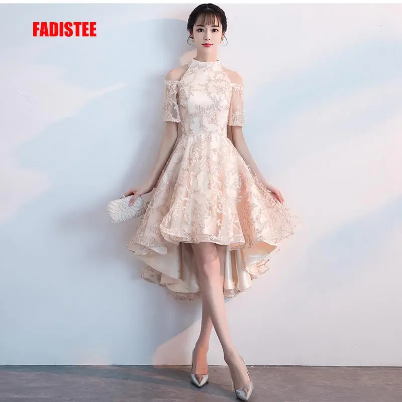 

FADISTEE New arrival elegant party dress evening dresses Vestido de Festa pattern lace prom frock gown high neck short sleeves