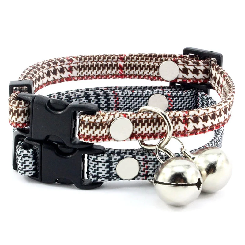 Houndstooth Collar for Small Dogs with Bell Fashion Dog Collar For Puppies Cats Female Dog Accessories Pet Products