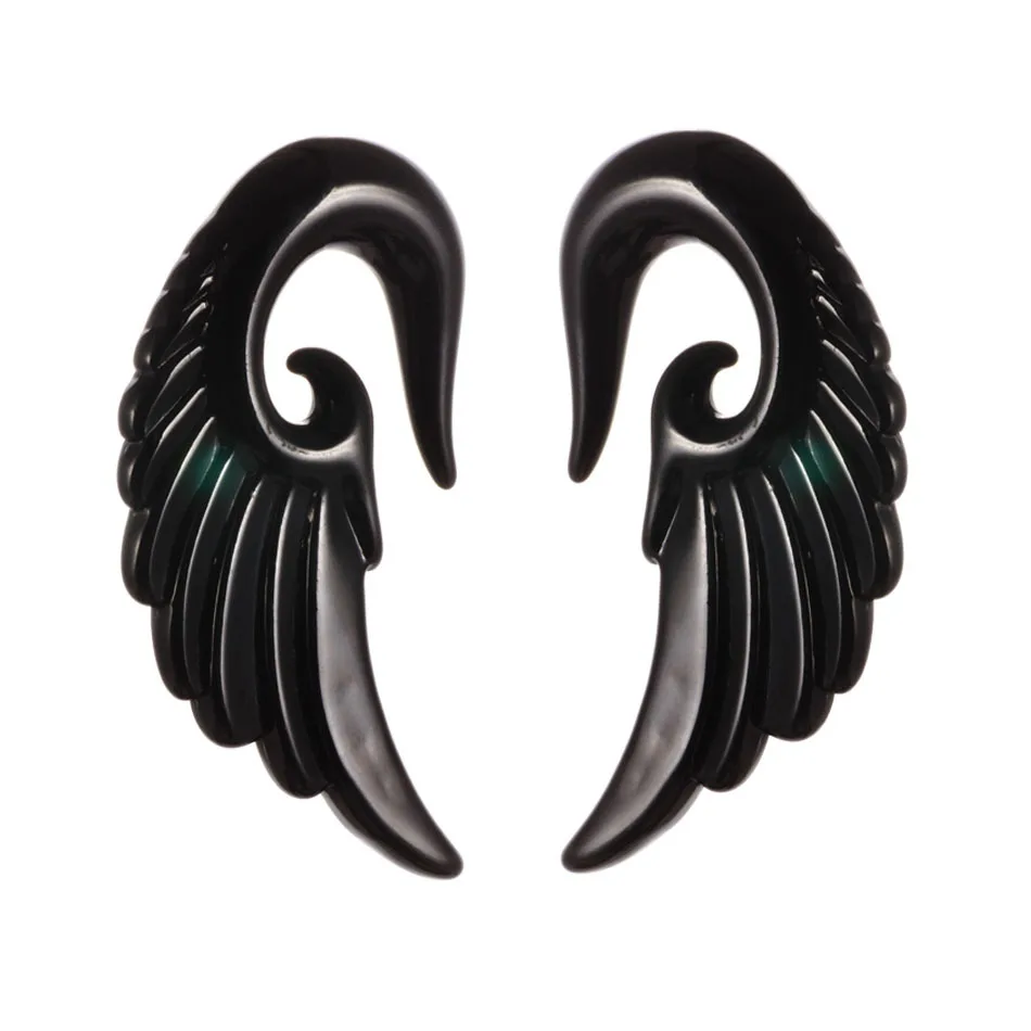 Modrsa 1pair Angel Wings Resin Plugs And Tunnels Acrylic Ear Gauges Expander Tunnel Ear Piercing Body Jewelry