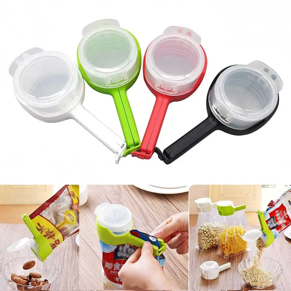 

Seal Pour Food Storage Bag Clip Snack Sealing Clips Food Sack Sealer Clamp with Lid Discharge Nozzle Home Travel Kitchen Gadgets