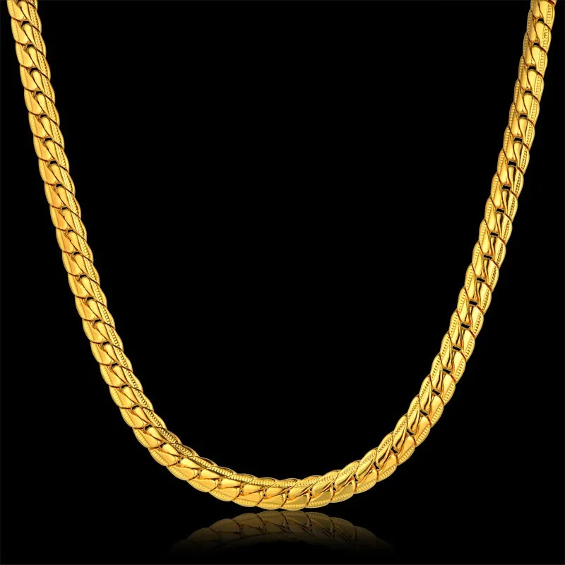 Vintage Flat Snake Chain Necklaces Male Gold Color Stainless Steel Golden Neck Chains For Men Punk Jewelry Dropshipping XL681