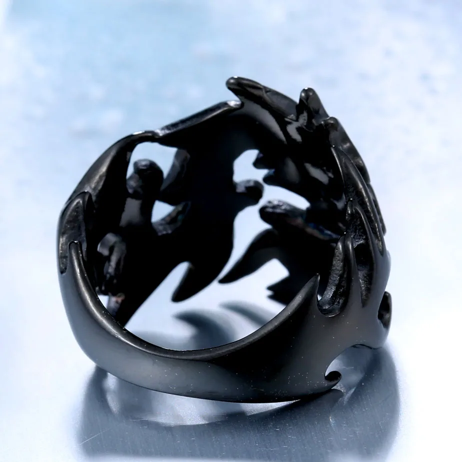 BEIER Fashion Jewelry Men\'s Cool Stainless Steel Gothic Wholes Dragon Body Ring For Man BR8-024