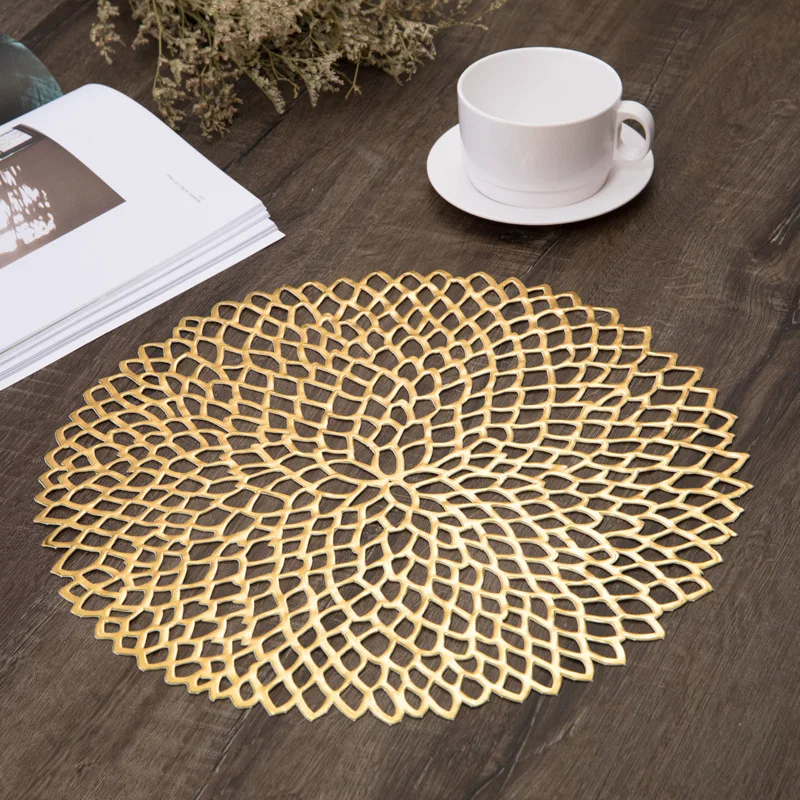 New Placemat for Dining Table Mat Soft PVC Round Placemat Hot Resistant Mats Coffee Cup Table Coaster Home Desktop Decoration