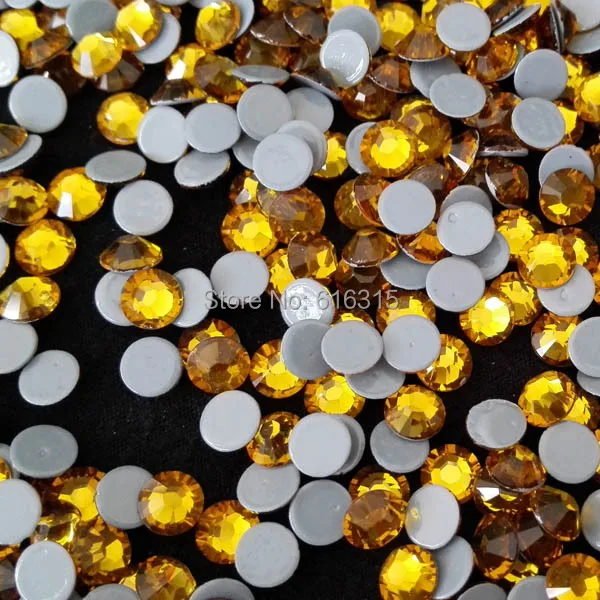 High quality 6.5mm ss30 Topaz hot-fix strass 288 pcs each lot  ;rhinestone for metallic decorative trimming wholesale price