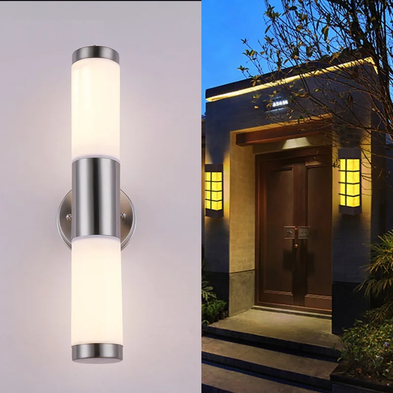 Modern Nordic Wall Lamp On The Wall Sconces Fashion Stainless Steel Waterfool LED Light Fixtures Balcony Patio Stair Arandela